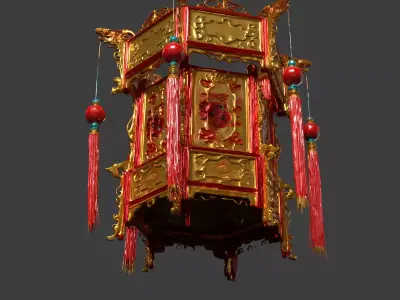 Chinese Palace Lantern figure Low-poly 3D model