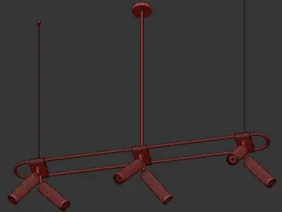 TRIGGER four light fixtures hanging from gold chain 3D model