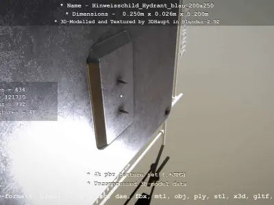 Hinweisschild Hydrant blau 200x250mm Low-poly 3D model