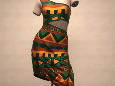 Side Cut-out Dress for Genesis 9 3D model
