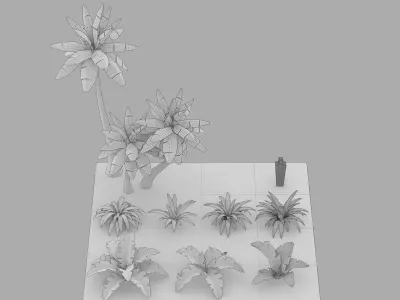 Cartoon Oasis Plants Low-poly 3D model