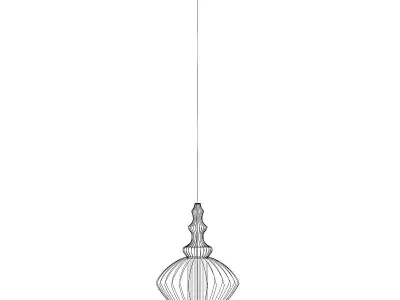 Ceiling Lamp with Wire Shade 03 3D model