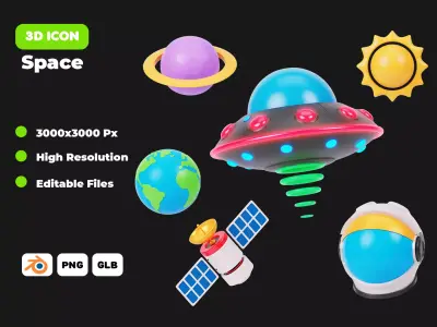 Space 3D Icon Pack Low-poly 3D model