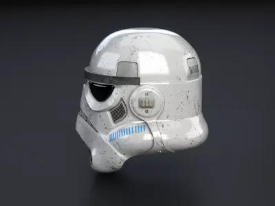Stormtrooper White Damaged Helmet Low-poly 3D model