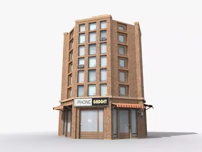 Apartment Building x10 Low-poly 3D model