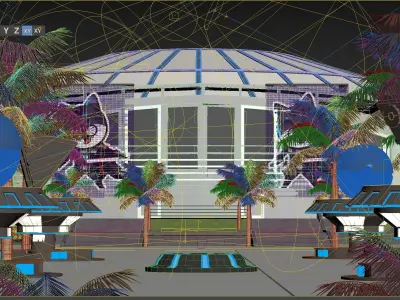 Stadium with alley shops 3D model