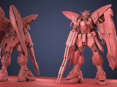 Gundam Zero Wing XXXG-00W0 Low-poly 3D model
