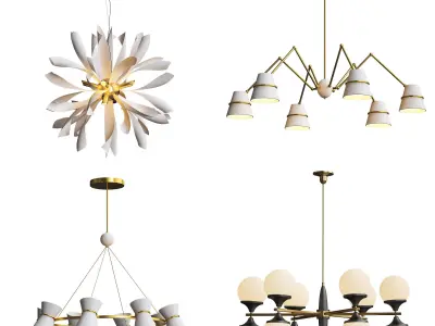 Clarkson chandelier with flowers 3D model