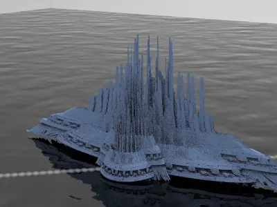 Sci fi City Dome floating island 7 3D model