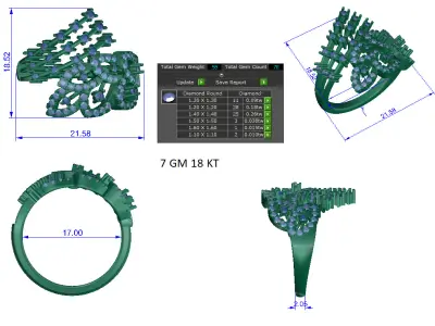 Women Ring  Render  3dm STL OBJ FBX Details 3D print model purchase
