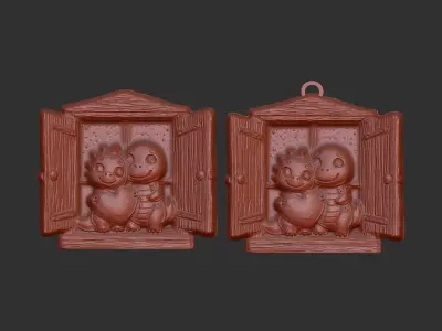 valentines dragon window decor  3D print model