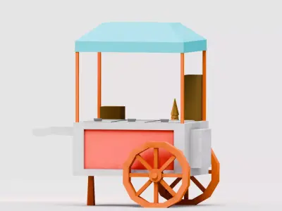 Amusement Park - Food Cart 3 Low-poly 3D model