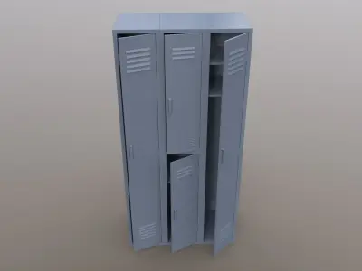 PBR School Gym Locker 04 - Grey Low-poly 3D model