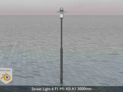 Street Light 6 F1 M1 K0 A1 3000mm Low-poly 3D model