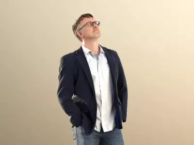 David 11276 - Man Standing Outside Looking Up Low-poly 3D model