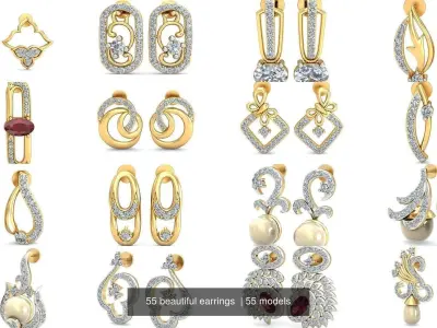 55 beautiful earrings  3D Model Pack