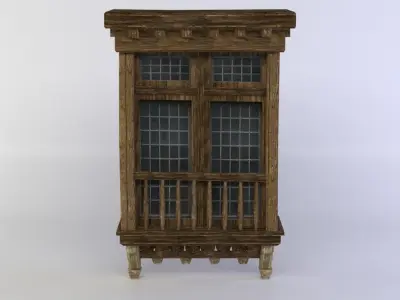 Window wooden cabinet Low-poly 3D model