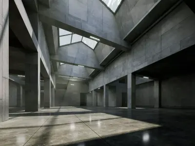 Brutalist Skylight Atrium - Architectural Background - V3U4 Low-poly 3D model