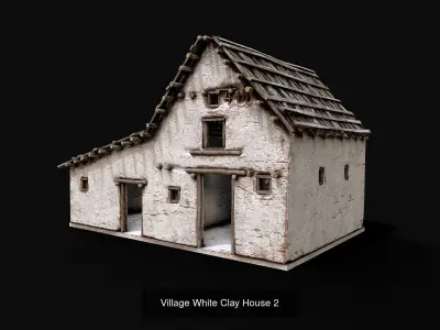 Low Poly Village White Clay House Collection 3D Model Pack