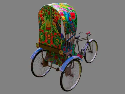 Rickshaw Dhaka Low-poly 3D model