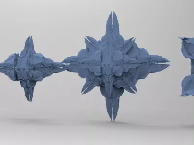 Alien Mothership rock shard 4 designs  3D model