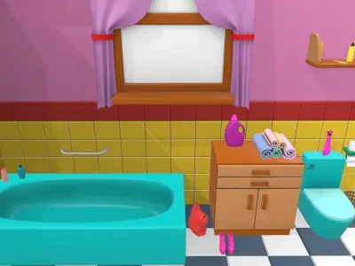 Isometric cartoon bathroom 04 3D model