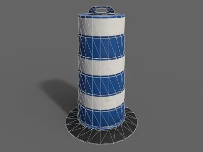 PBR Traffic Drum Barrel Blue Low-poly 3D model