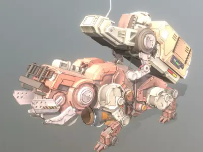 CYBORG Robotic BULLDOG Bull Attack fbx png 3D model