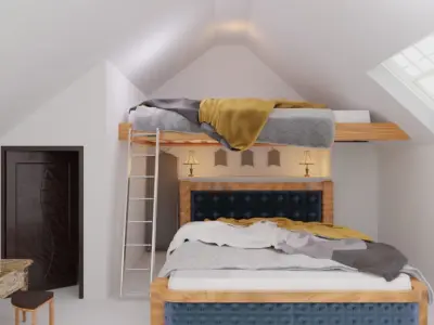 full bedroom scene  packed with alot of models  3D model