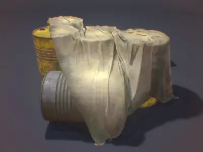 PBR Barrels Cloth Low-poly 3D model