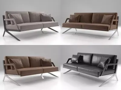 DS-60 modern sofa made of leather and stainless steel 3D model
