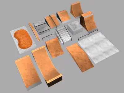 Skate Park Modular Urban Sports Environment Pack 3D model