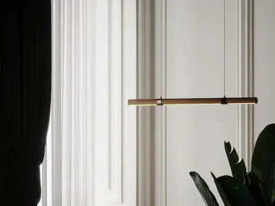 Linear Wood LED Pendant 3D model
