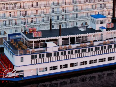  Paddle Wheeled Steamboat Rigged for Maya 