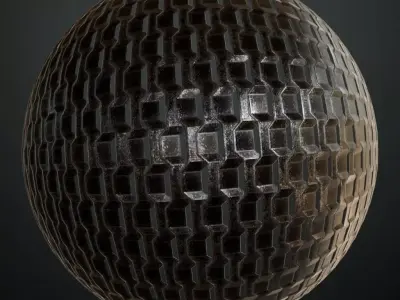 Dirty Black Metal Grill PBR Seamless Texture