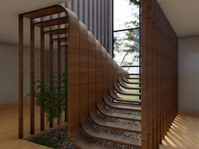 Stairs Low-poly 3D model