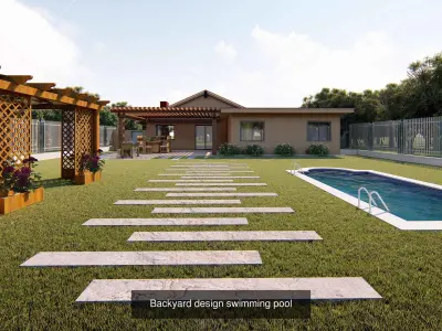 Swimming Pool with Landscape 3D model collection 3D Model Pack