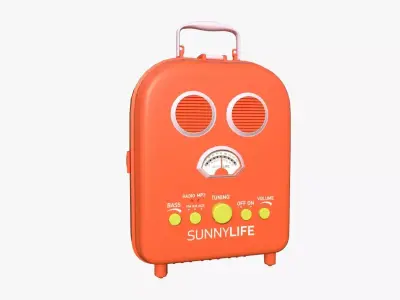 Cartoon Style Stylized Radio Sunnylife Radio Orange Edition 3D model