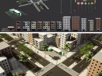 Urban Cityscape Pack  low-poly 3d model Low-poly 3D model