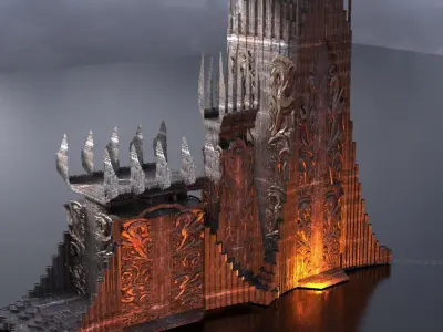 Norse Gods Engraved Dark Tower bridge 3 models 3D model