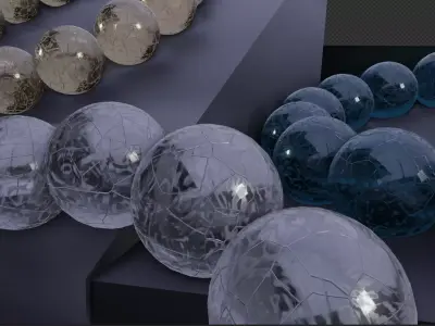 Nature Inspired Cracked Ice Glass Bracelet Set  3D Jewelry Model 3D model