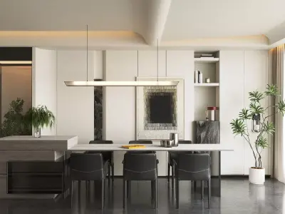 Italian - style living and dining room 3D model