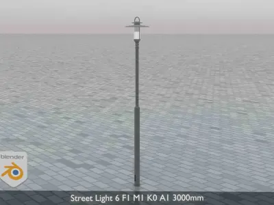Street Light 6 F1 M1 K0 A1 3000mm Low-poly 3D model