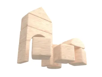 Wooden Block V1 001 Low-poly 3D model