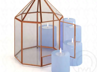 Glass tabletop gazebo Octagon Low-poly 3D model