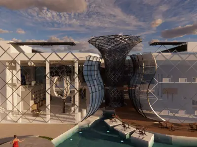 Futuristic Eco Complex  Farm  Restaurant AND Pool  3D model