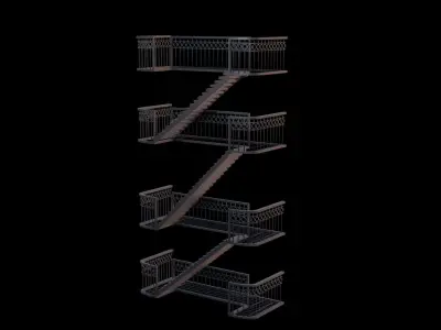 metal stair Low-poly 3D model