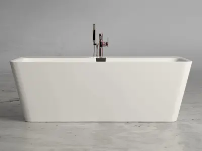 Freestanding  rectangle bathtub with floor-mounted tap 6 3D model