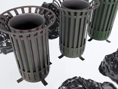 Rubbish Bin - Trash Can Low-poly 3D model