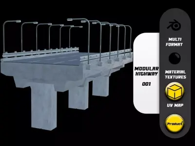 Modular Highway 001 Low-poly 3D model